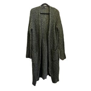 360 SWEATER Green Italian Yarn Long Open Duster Cardigan   Women's Size Small